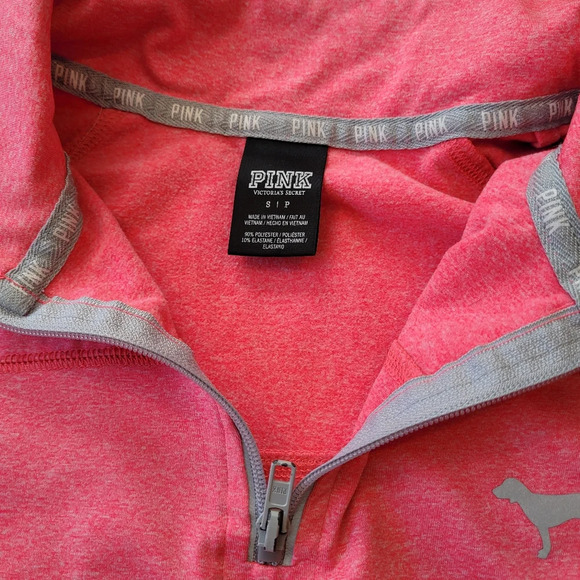 Victoria’s Secret PINK •Size Small• Bright Pink Quarter Zip Fitted Athletic Top - Picture 7 of 9